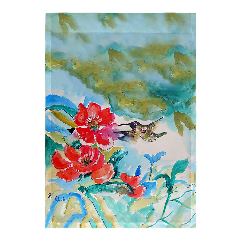 Hummingbird & Red Flower Flag 12.5x18. Picture 2