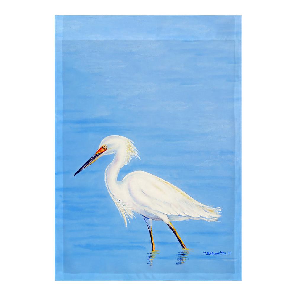 Stalking Snowy Egret Flag 12.5x18. Picture 1