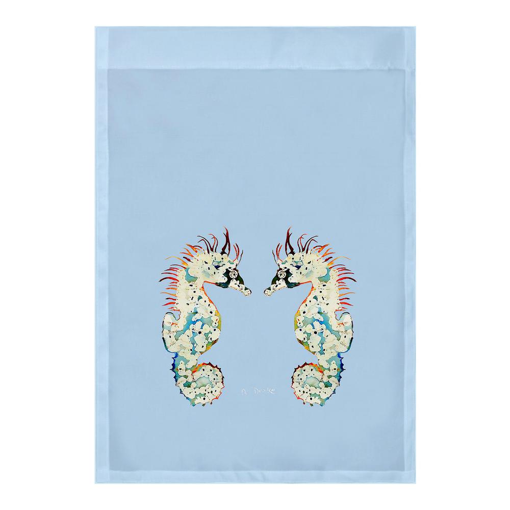 Betsy's Seahorses on Light Blue Flag 12.5x18. Picture 1