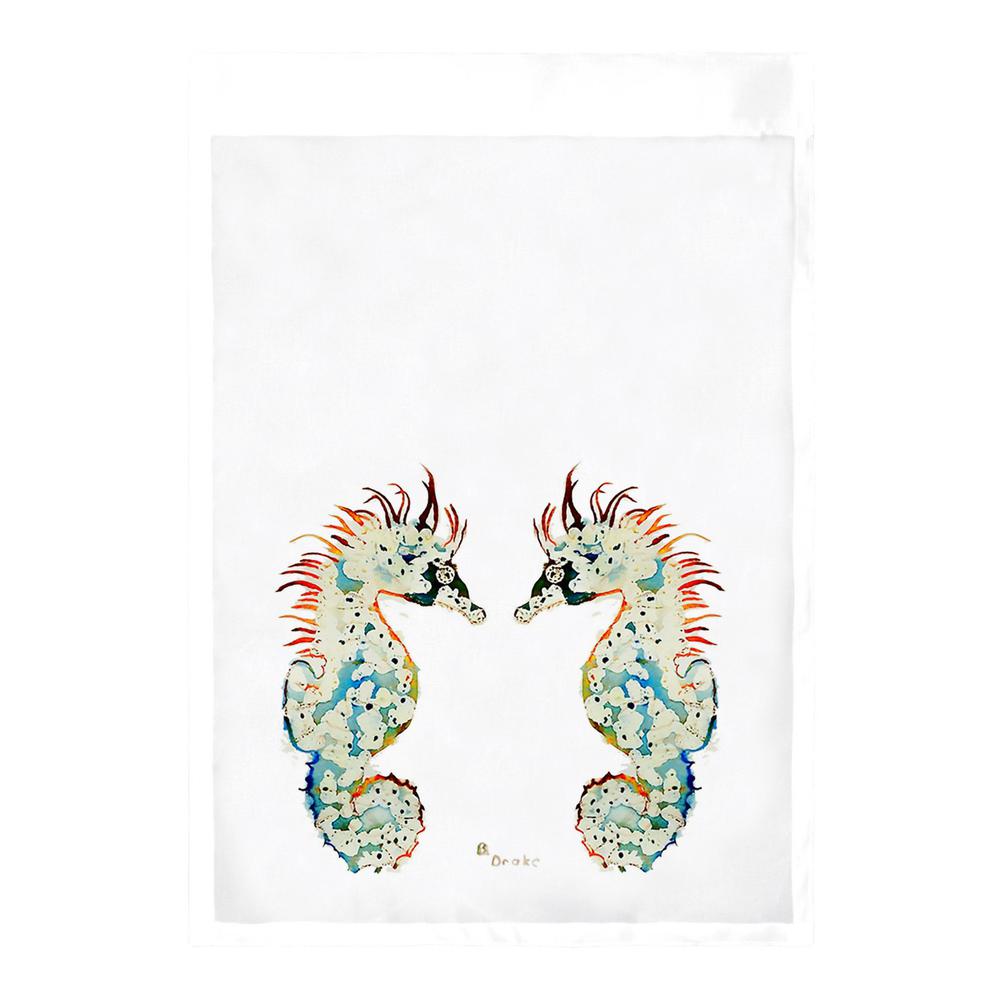 Betsy's Seahorses on White Flag 12.5x18. Picture 1