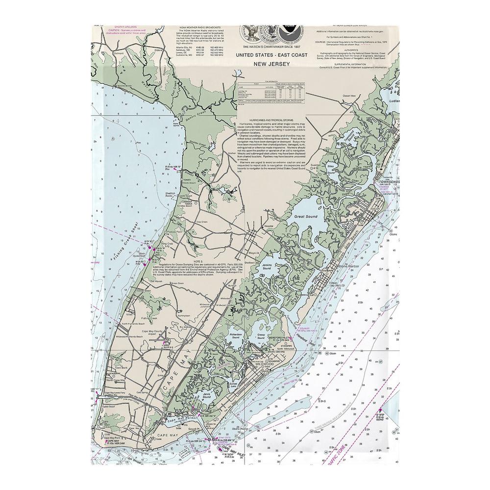 Cape May Peninsula, NJ Nautical Map Flag 12.5x18. Picture 1