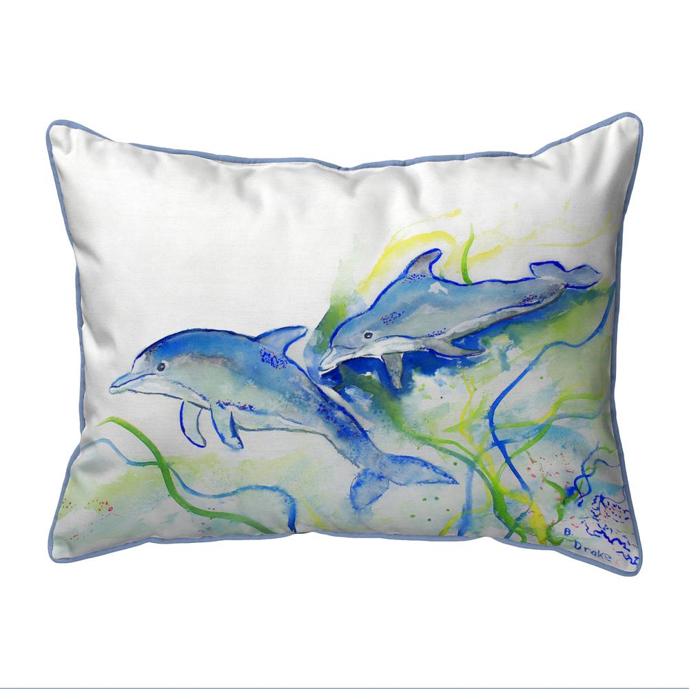Betsy's Dolphins Large Indoor/Outdoor Pillow 16x20. Picture 1