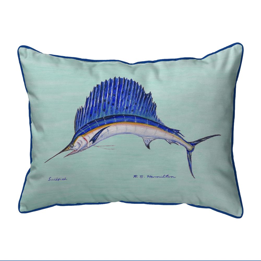 Sailfish - Teal Large Indoor/Outdoor Pillow 16x20. Picture 1