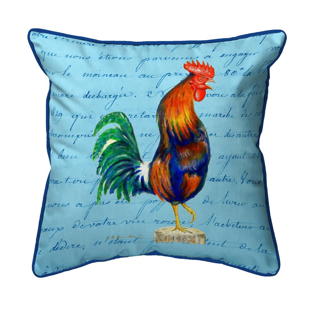 Blue Rooster Script - Large Indoor/Outdoor Pillow 18x18. Picture 1