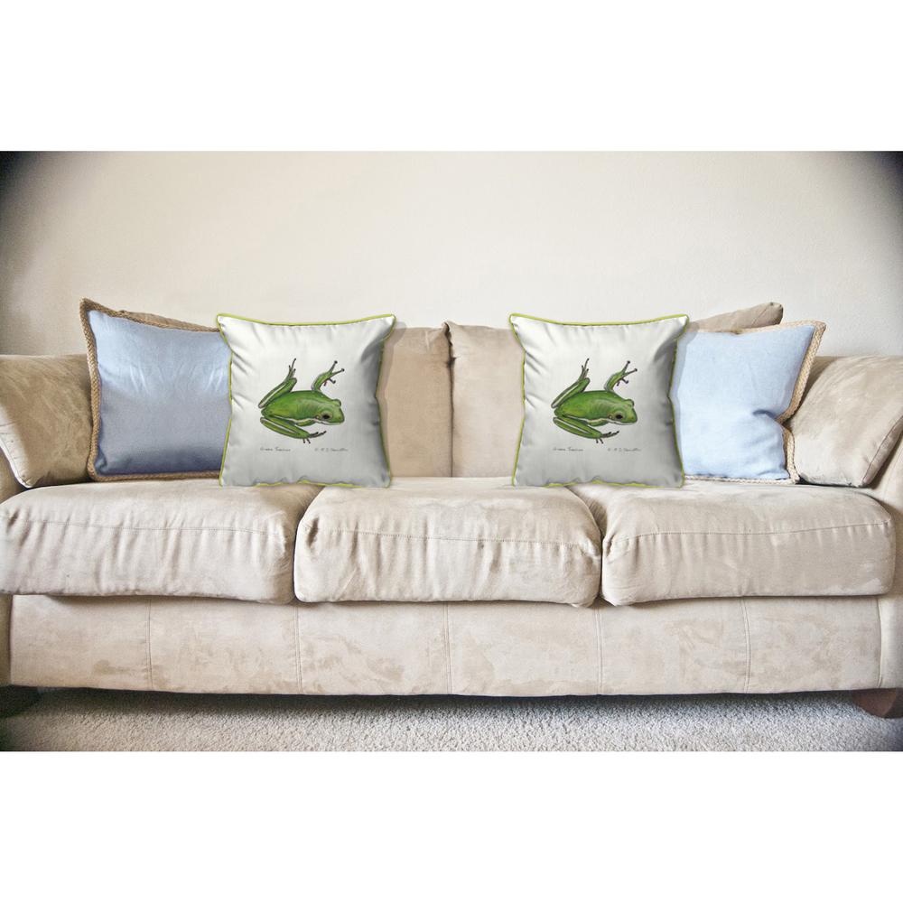 Green Treefrog Large Indoor/Outdoor Pillow 18x18. Picture 3