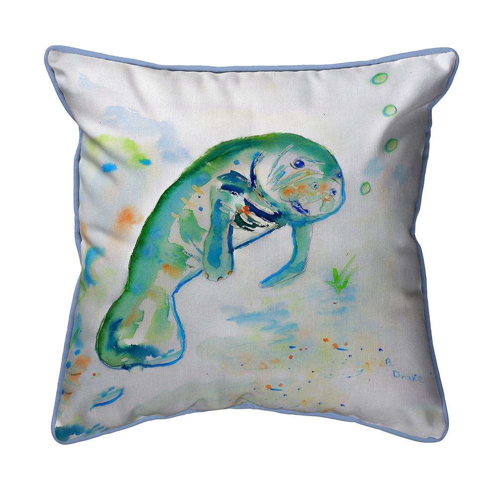 Betsy's Manatee Large Indoor/Outdoor Pillow 18x18. Picture 1
