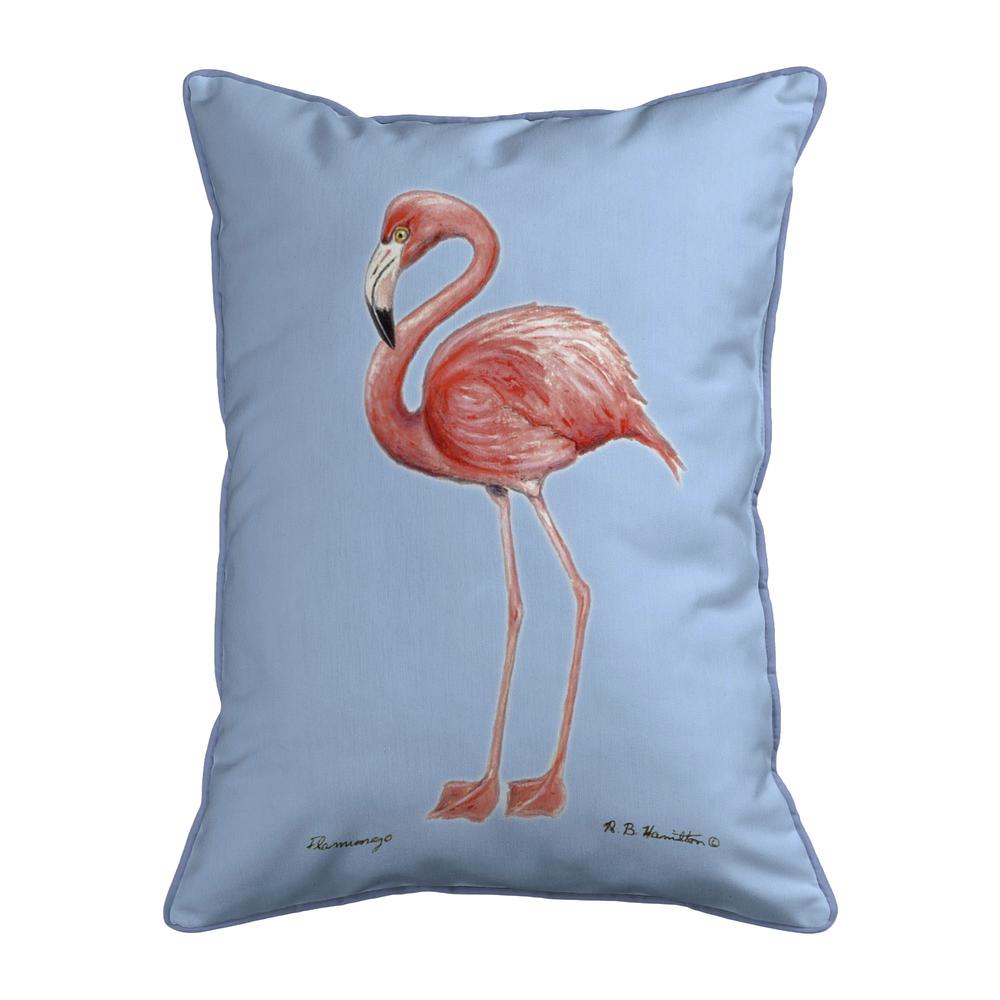 Flamingo Light Blue Background Large Corded Indoor/Outdoor Pillow 16x20. Picture 1