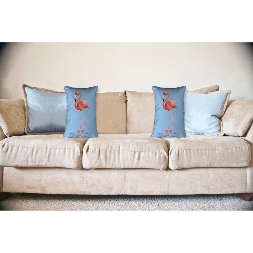 Flamingo Light Blue Background Large Corded Indoor/Outdoor Pillow 16x20. Picture 3