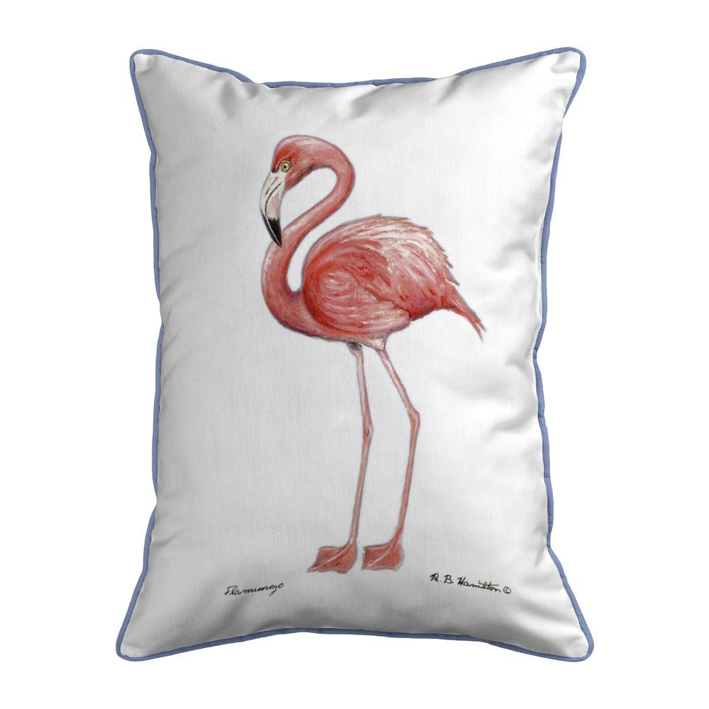 Flamingo White Background Large Corded Indoor/Outdoor Pillow 16x20. Picture 1