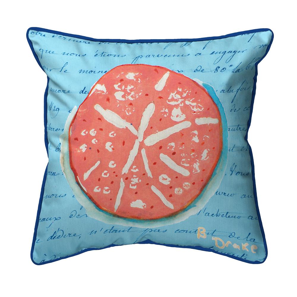 Coral Sand Dollar Blue Large Indoor/Outdoor Pillow 18x18. Picture 1
