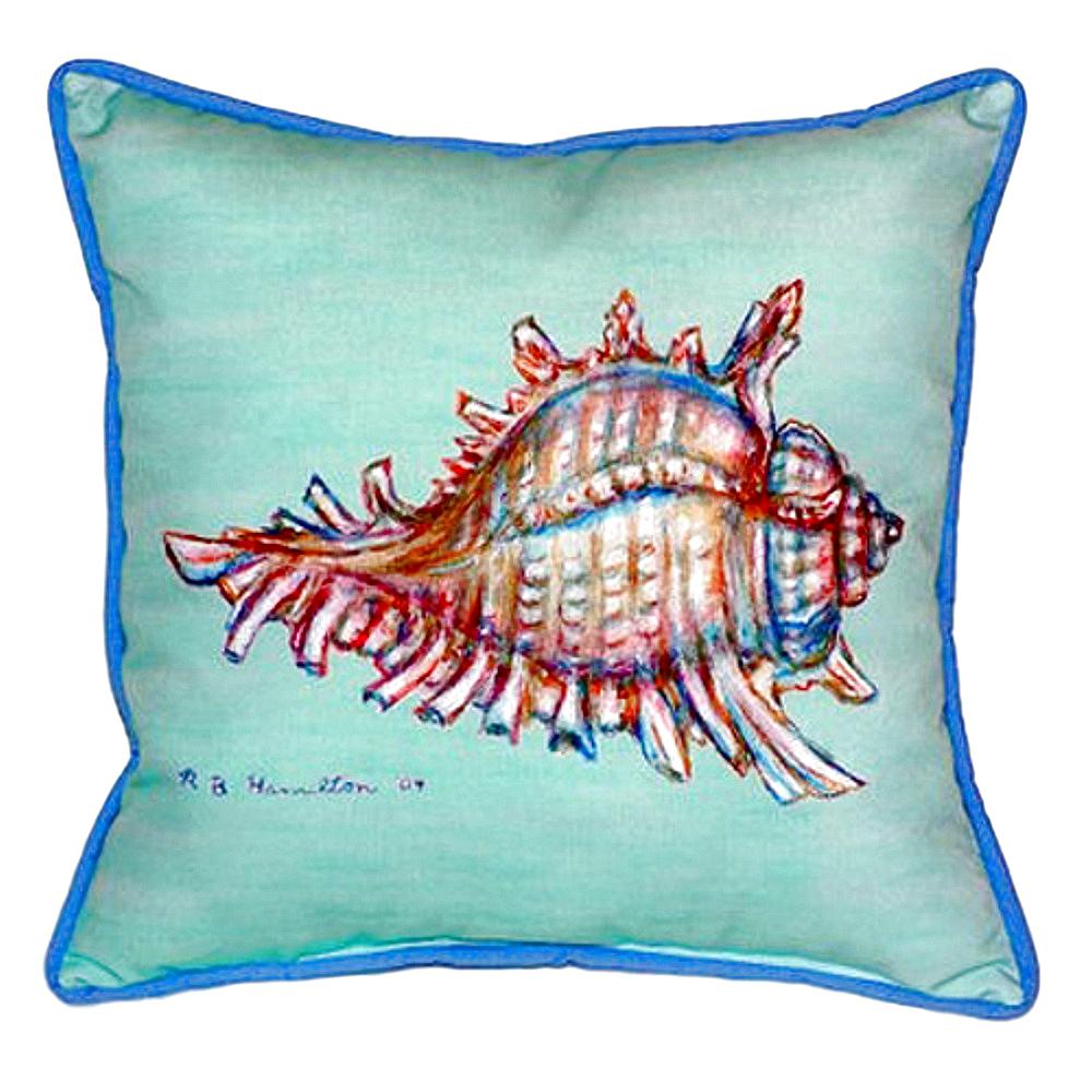 Conch - Teal Large Indoor/Outdoor Pillow 18x18. Picture 1