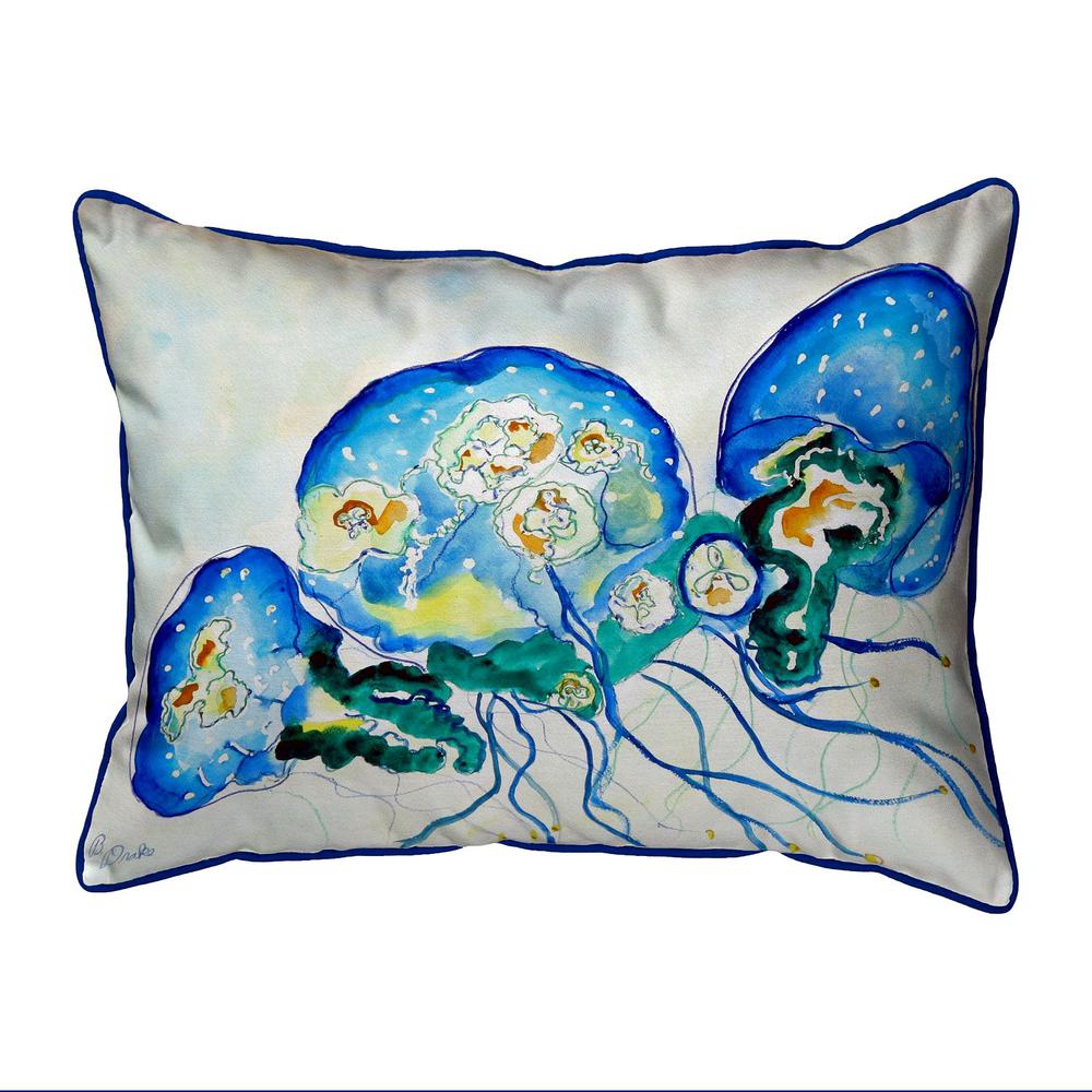Multi Jellyfish Large Indoor/Outdoor Pillow 16x20. Picture 1