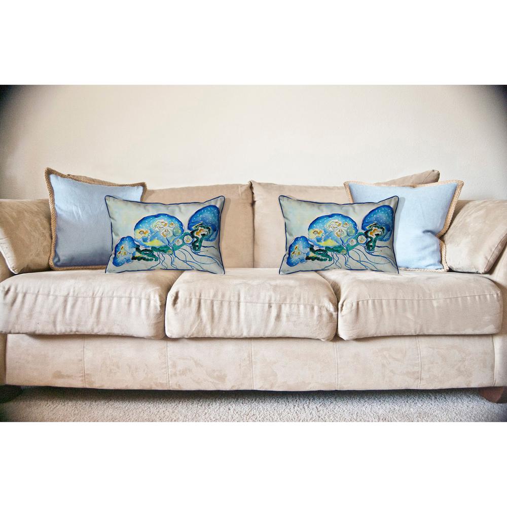 Multi Jellyfish Large Indoor/Outdoor Pillow 16x20. Picture 3