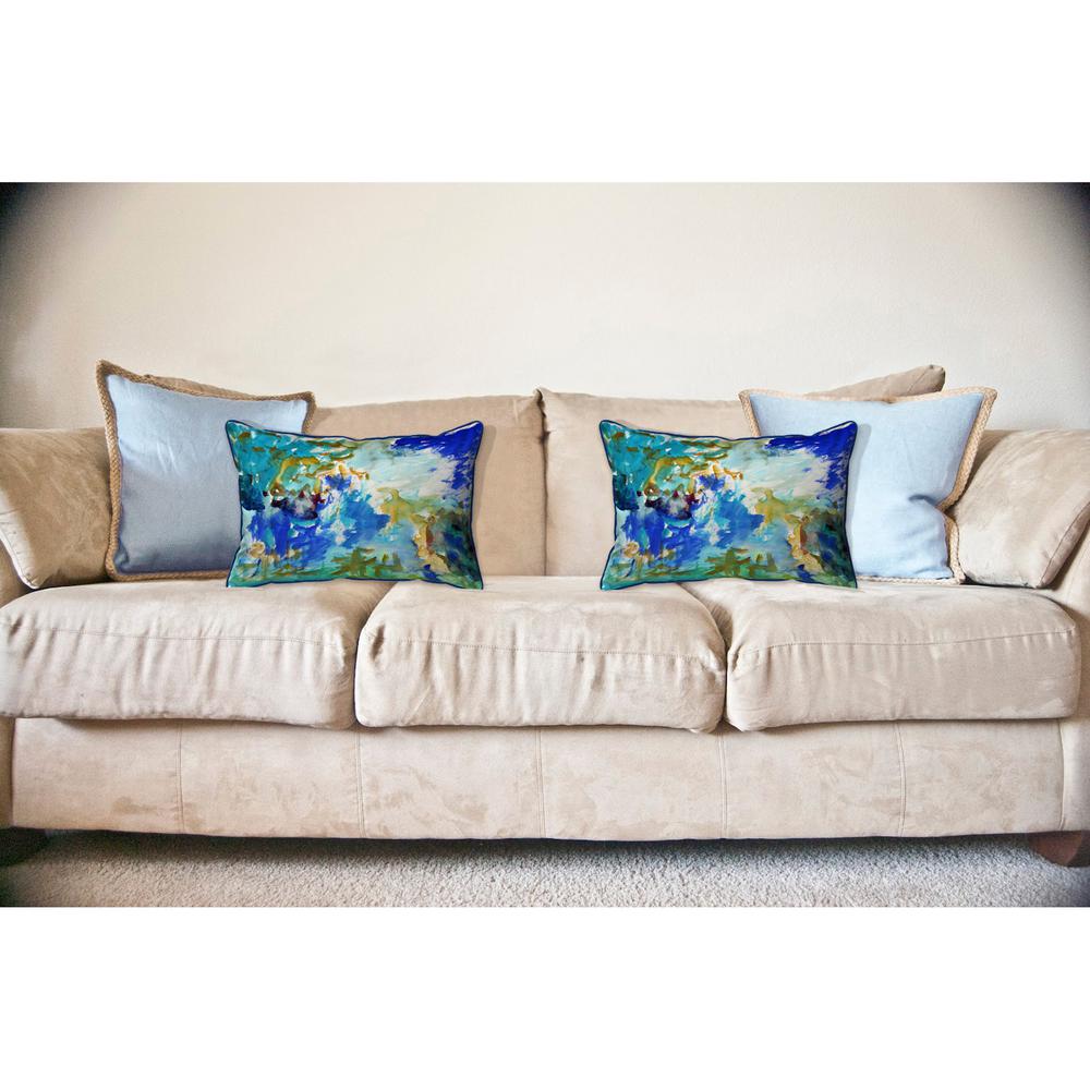 Abstract Blue Large Indoor/Outdoor Pillow 16x20. Picture 3