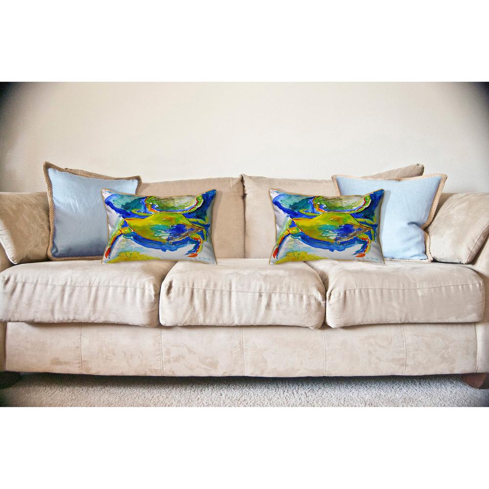 Blue & Yellow Crab Large Indoor/Outdoor Pillow 16x20. Picture 3