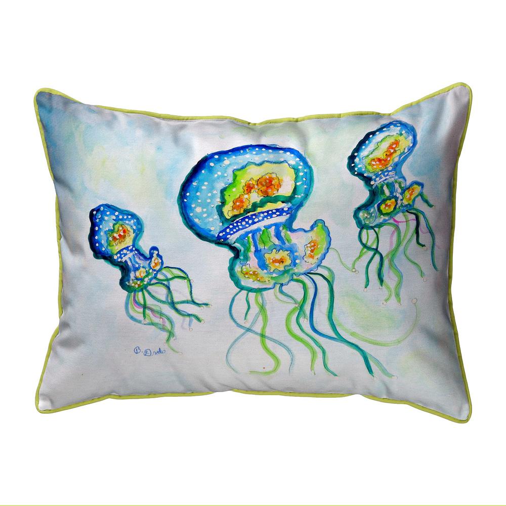 Three Jellyfish Large Indoor/Outdoor Pillow 16x20. Picture 1