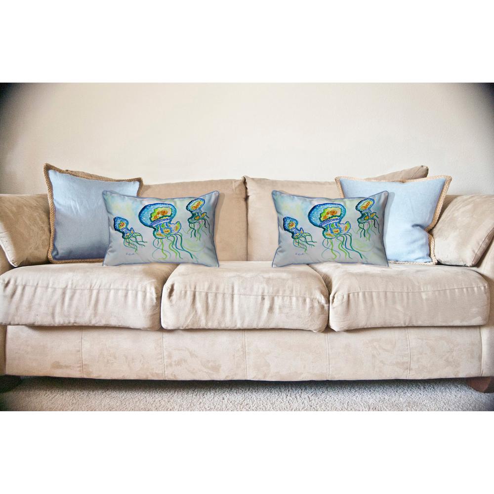 Three Jellyfish Large Indoor/Outdoor Pillow 16x20. Picture 3