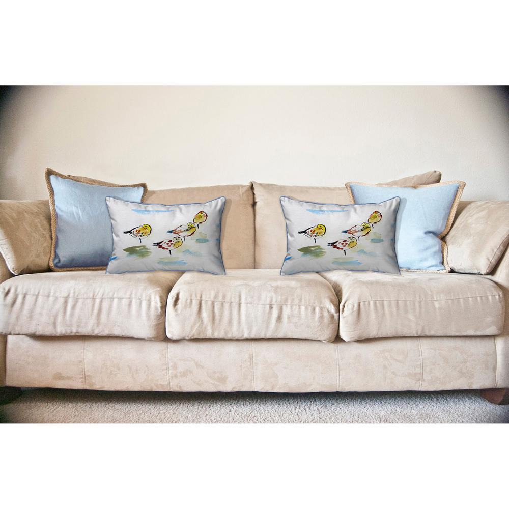 Four Sanderlings Large Indoor/Outdoor Pillow 16x20. Picture 3