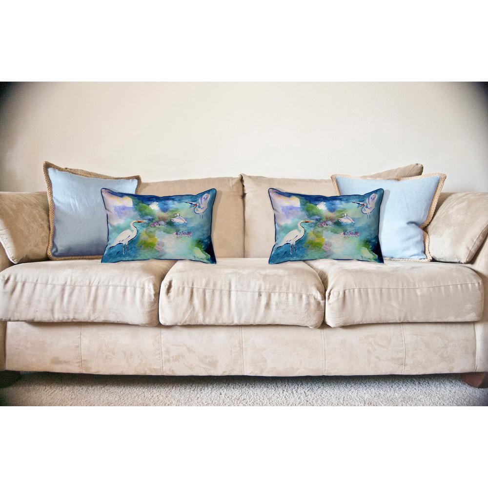 Three Egrets Large Indoor/Outdoor Pillow 16x20. Picture 3