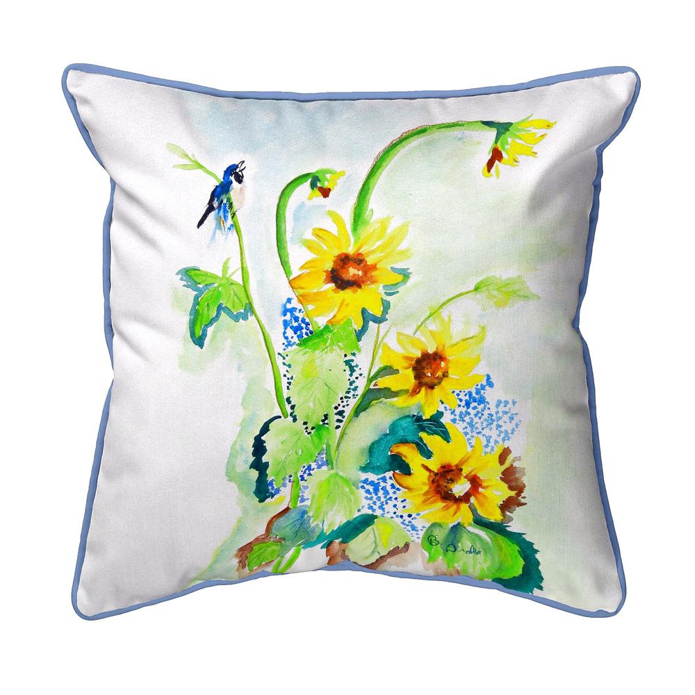 Sunflower & Bird Large Indoor/Outdoor Pillow 18x18. Picture 1