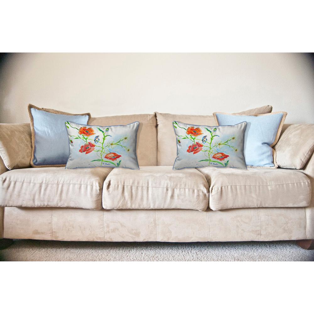 Poppies & Daisies Large Indoor/Outdoor Pillow 16x20. Picture 3