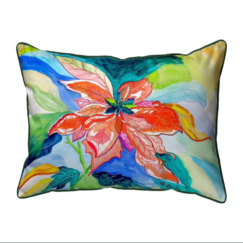 Peach Poinsettia Large Indoor/Outdoor Pillow 16x20. Picture 1