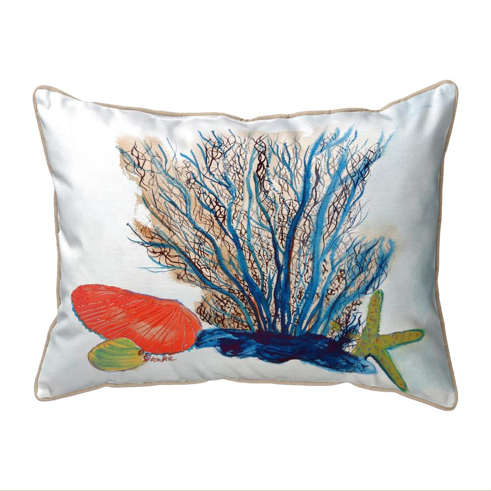 Coral & Shells Large Corded Indoor/Outdoor Pillow 16x20. Picture 1