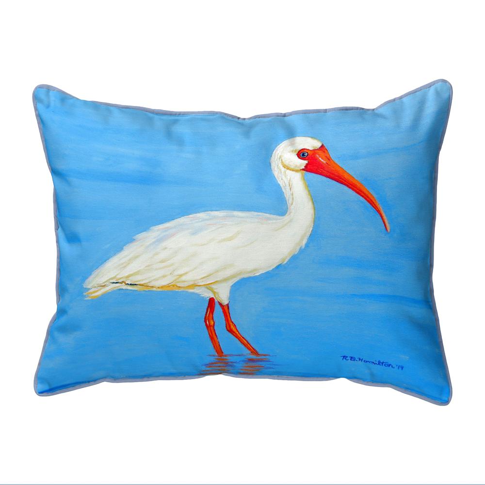 Posing White Ibis Large Corded Indoor/Outdoor Pillow 16x20. Picture 1