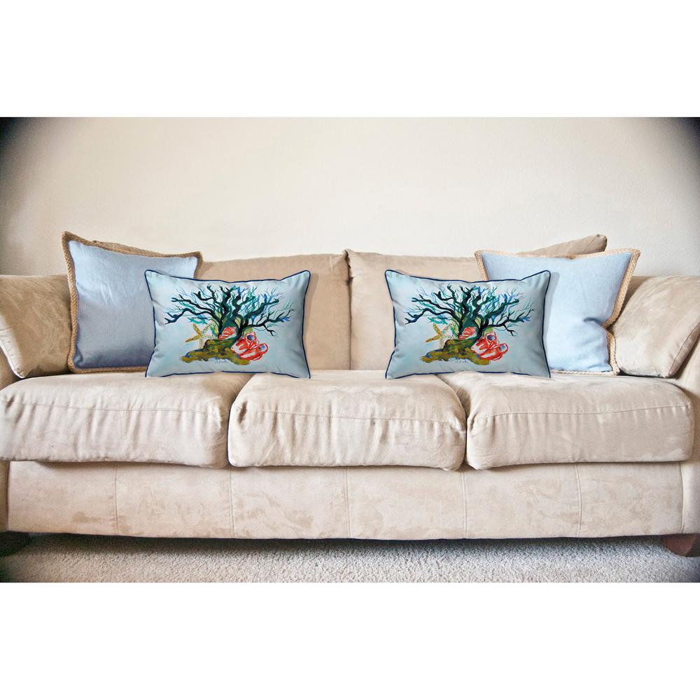 Starfish Coral Shells Large Corded Indoor/Outdoor Pillow 16x20. Picture 3