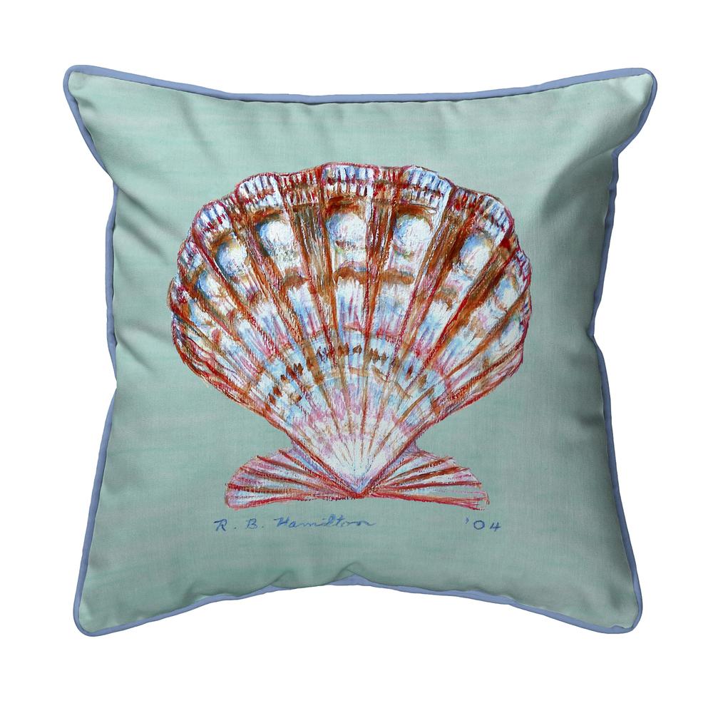 Scallop Shell - Teal Large Indoor/Outdoor Pillow 18x18. Picture 1