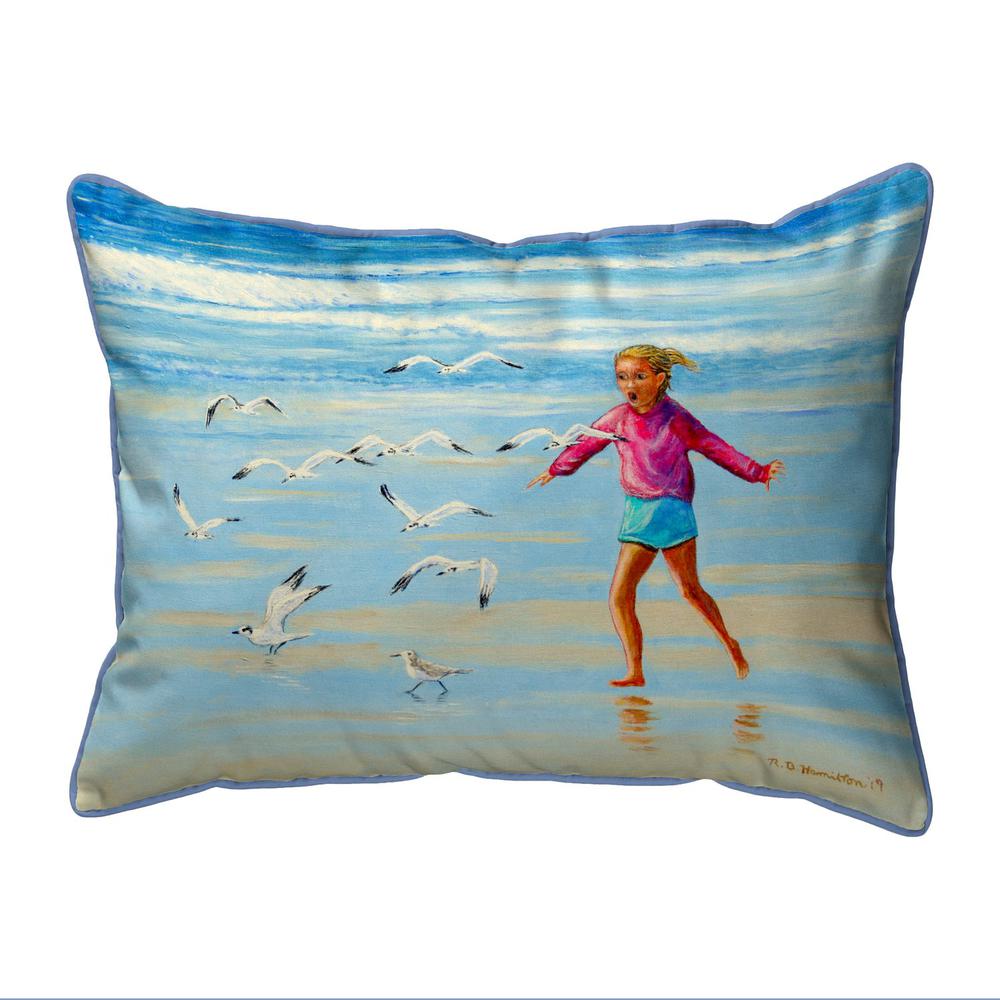 Chasing Gulls Large Indoor/Outdoor Pillow 16x20. Picture 1
