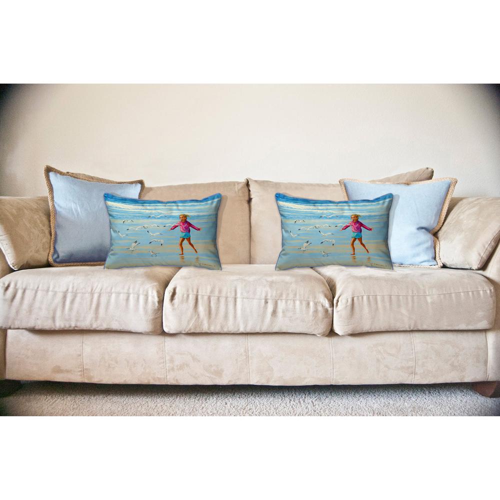 Chasing Gulls Large Indoor/Outdoor Pillow 16x20. Picture 3