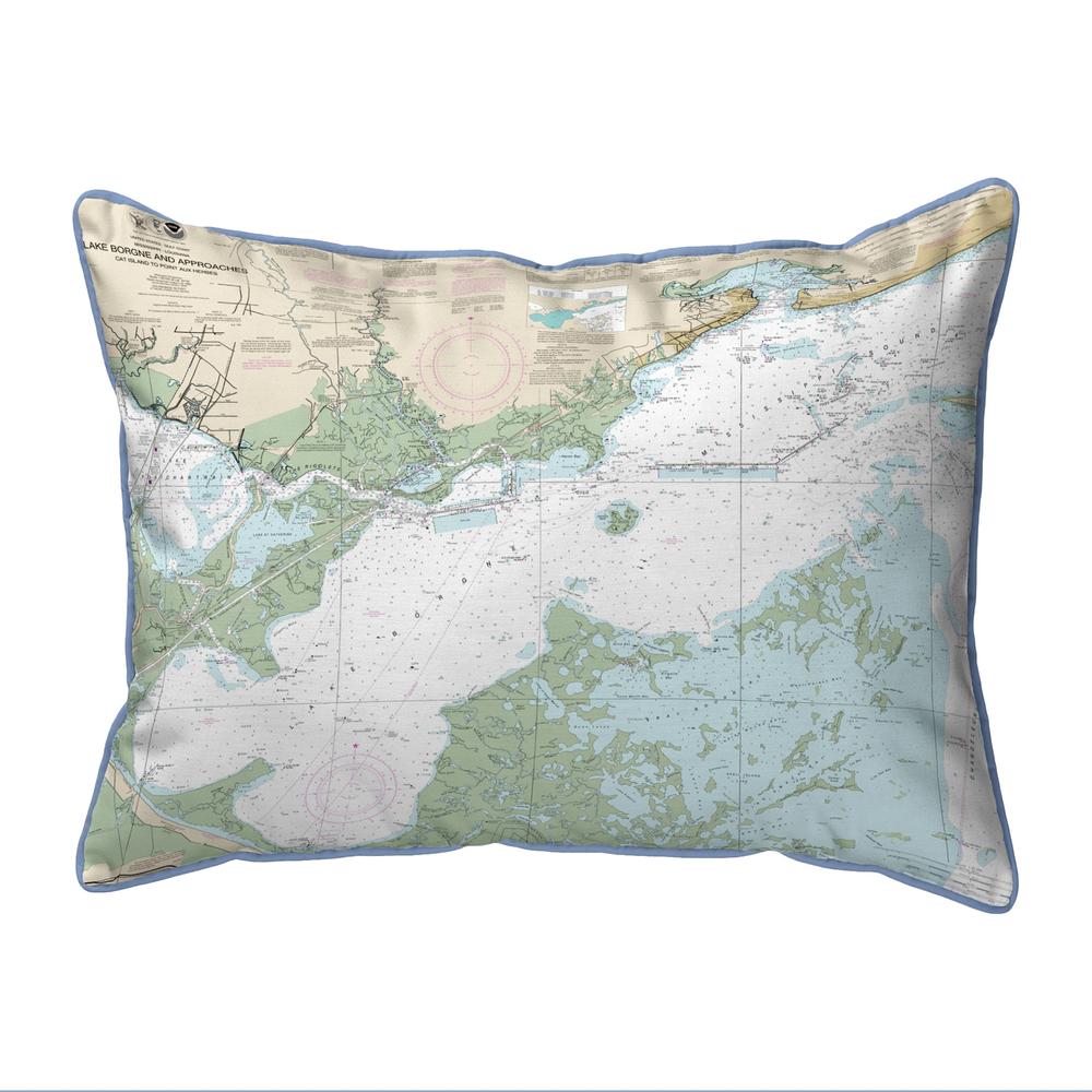Lake Borgne and Approaches, LA Nautical Map Large Corded Indoor/Outdoor Pillow 16x20. Picture 1