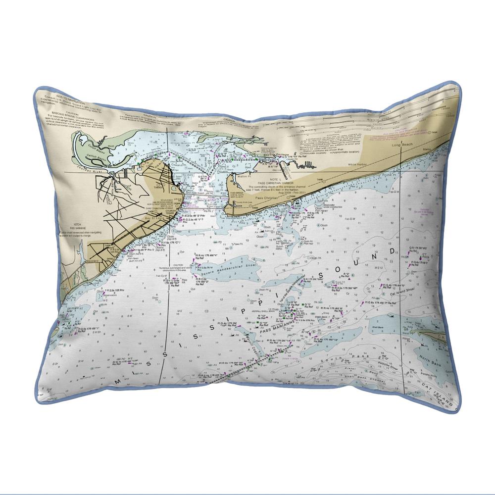 St Louis Bay, MS Nautical Map Large Corded Indoor/Outdoor Pillow 16x20. Picture 1