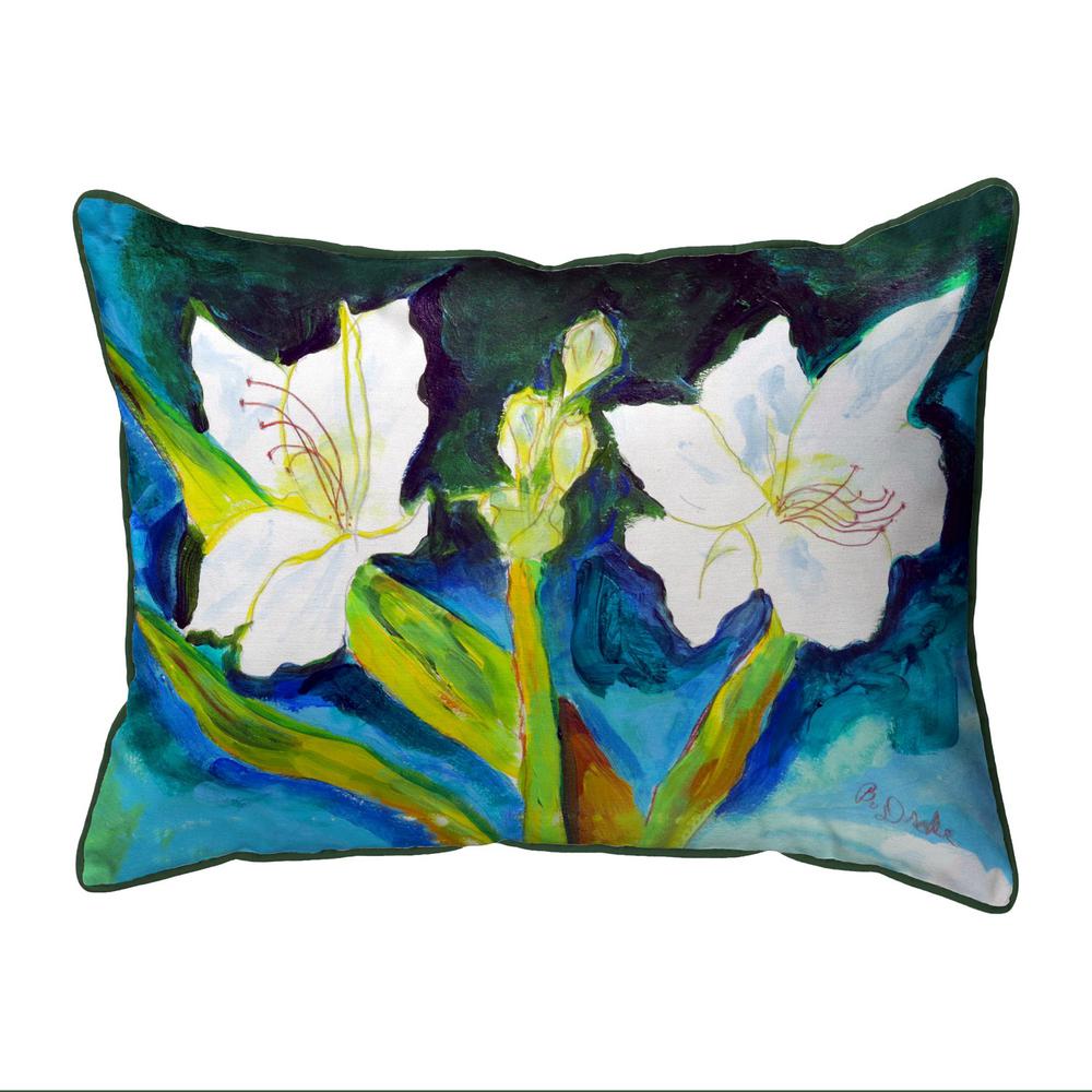 White Lilies Large Indoor/Outdoor Pillow 16x20. Picture 1