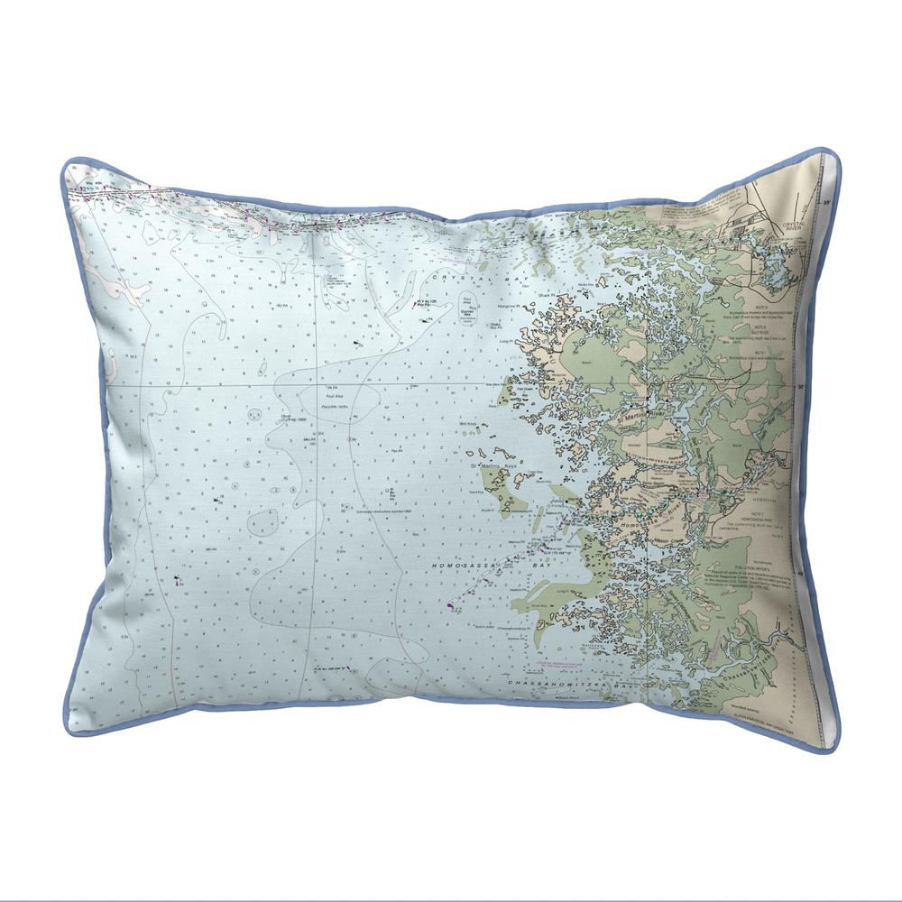 Crystal River, FL Nautical Map Large Corded Indoor/Outdoor Pillow 16x20. Picture 1