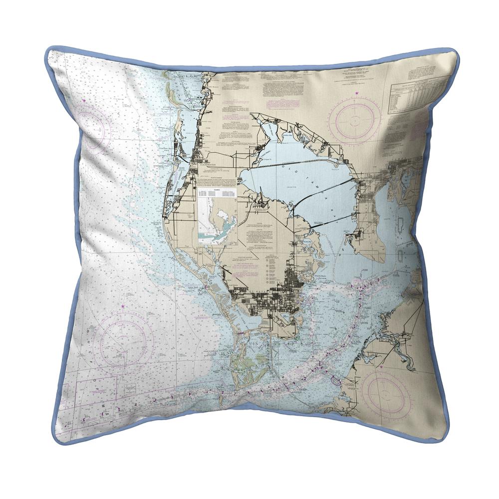 Tampa Bay, FL Nautical Map Large Corded Indoor/Outdoor Pillow 18x18. Picture 1