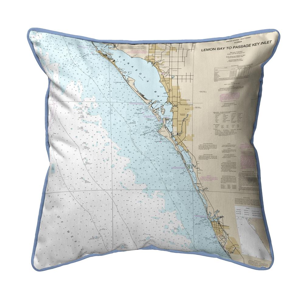 Venice - Lemon Bay to Passage Key Inlet, FL Nautical Map Large Corded Indoor/Outdoor Pillow 18x18. Picture 1