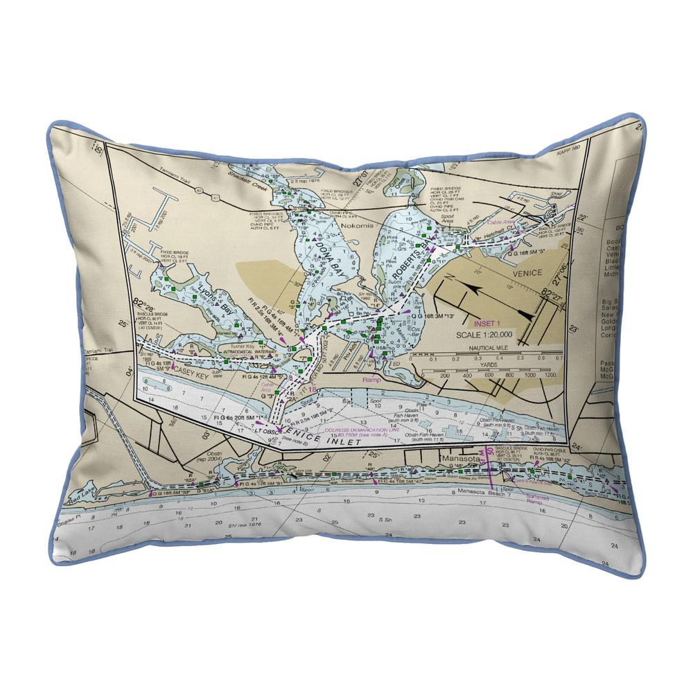 Venice to Manasota Key, Florida Nautical Map Large Corded Indoor/Outdoor Pillow 16x20. Picture 1