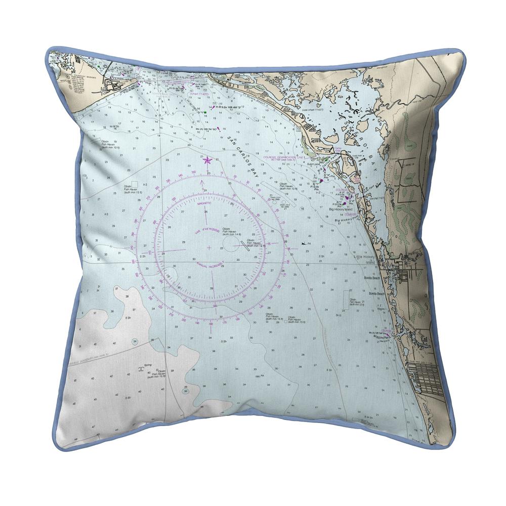 Estero Bay, Bonita Springs, FL Nautical Map Large Corded Indoor/Outdoor Pillow 18x18. Picture 1