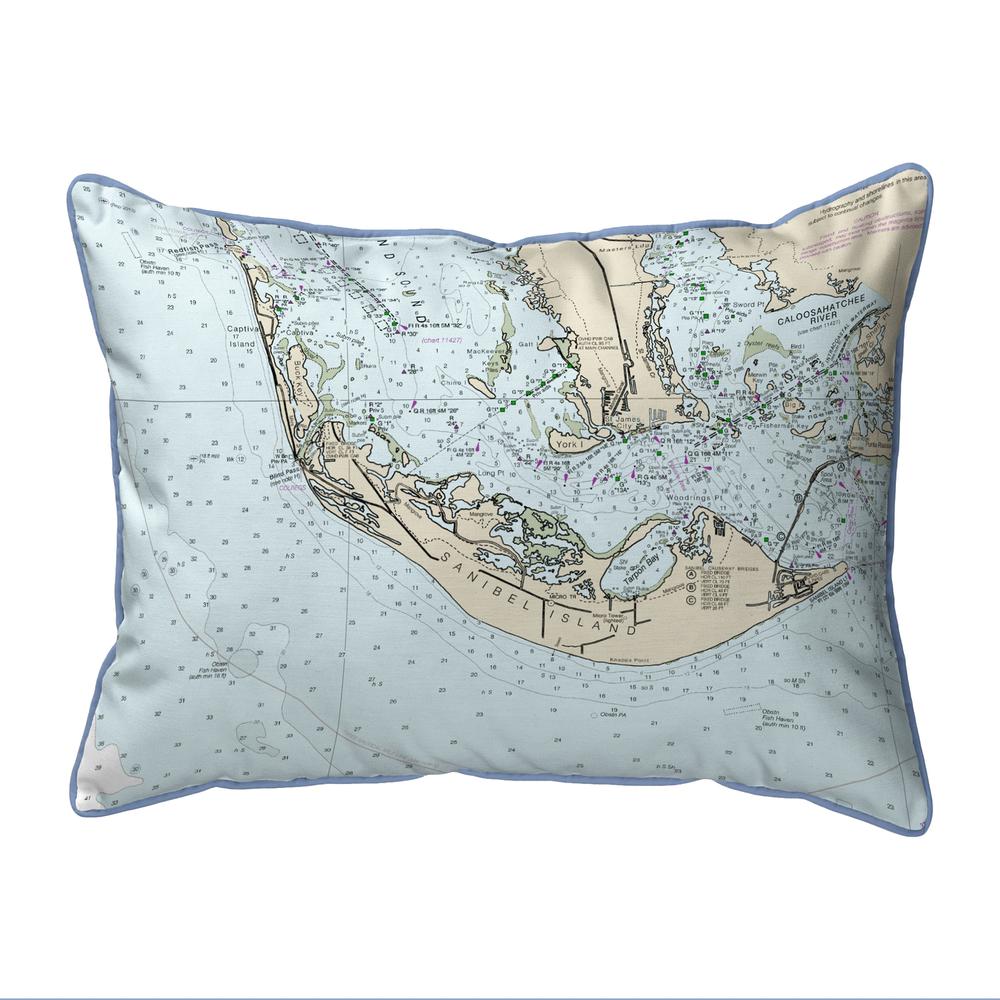Sanibell Island, FL Nautical Map Large Corded Indoor/Outdoor Pillow 16x20. Picture 1