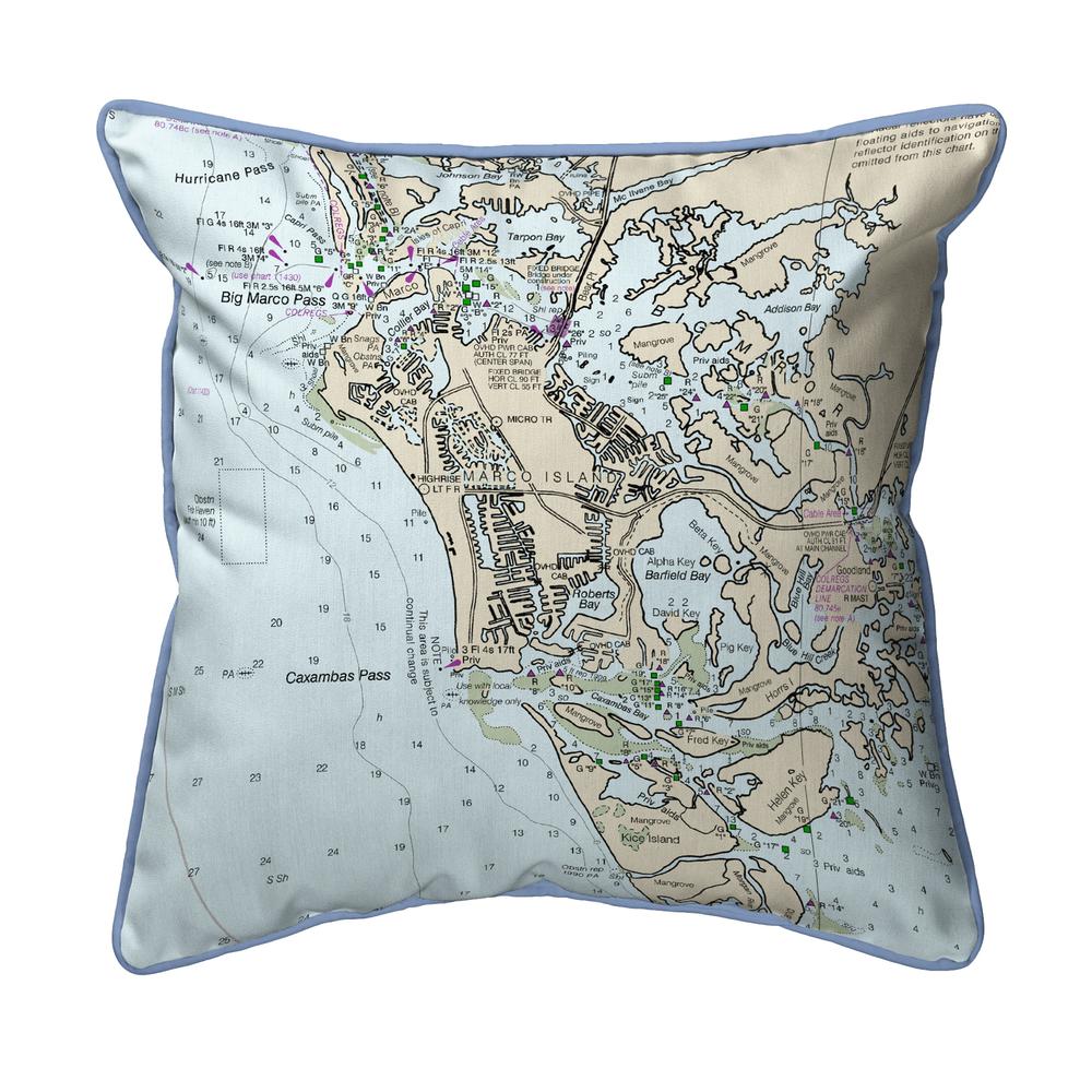 Marco Island, FL Nautical Map Large Corded Indoor/Outdoor Pillow 18x18. Picture 1