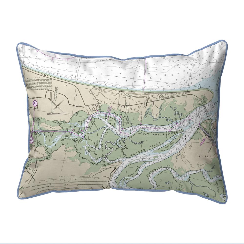 Amelia Island, FL Nautical Map Large Corded Indoor/Outdoor Pillow 16x20. Picture 1
