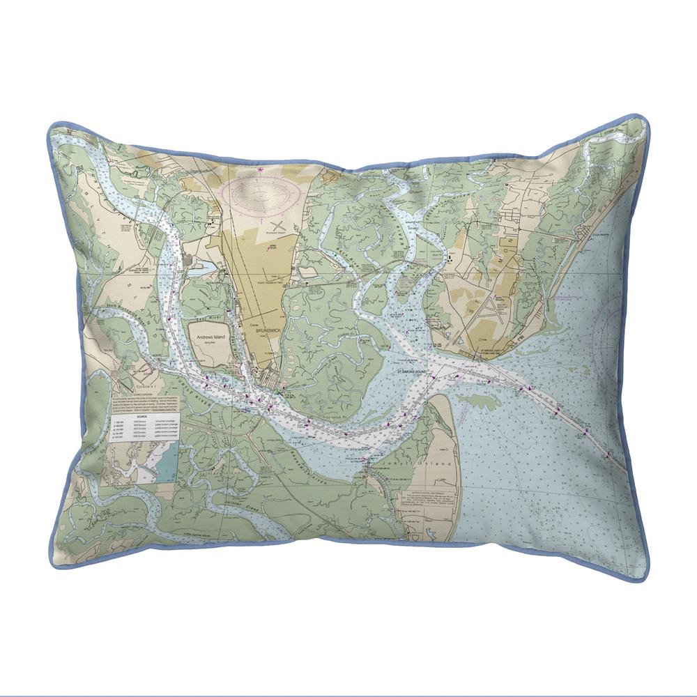St Simons Sound, GA Nautical Map Large Corded Indoor/Outdoor Pillow 16x20. Picture 1