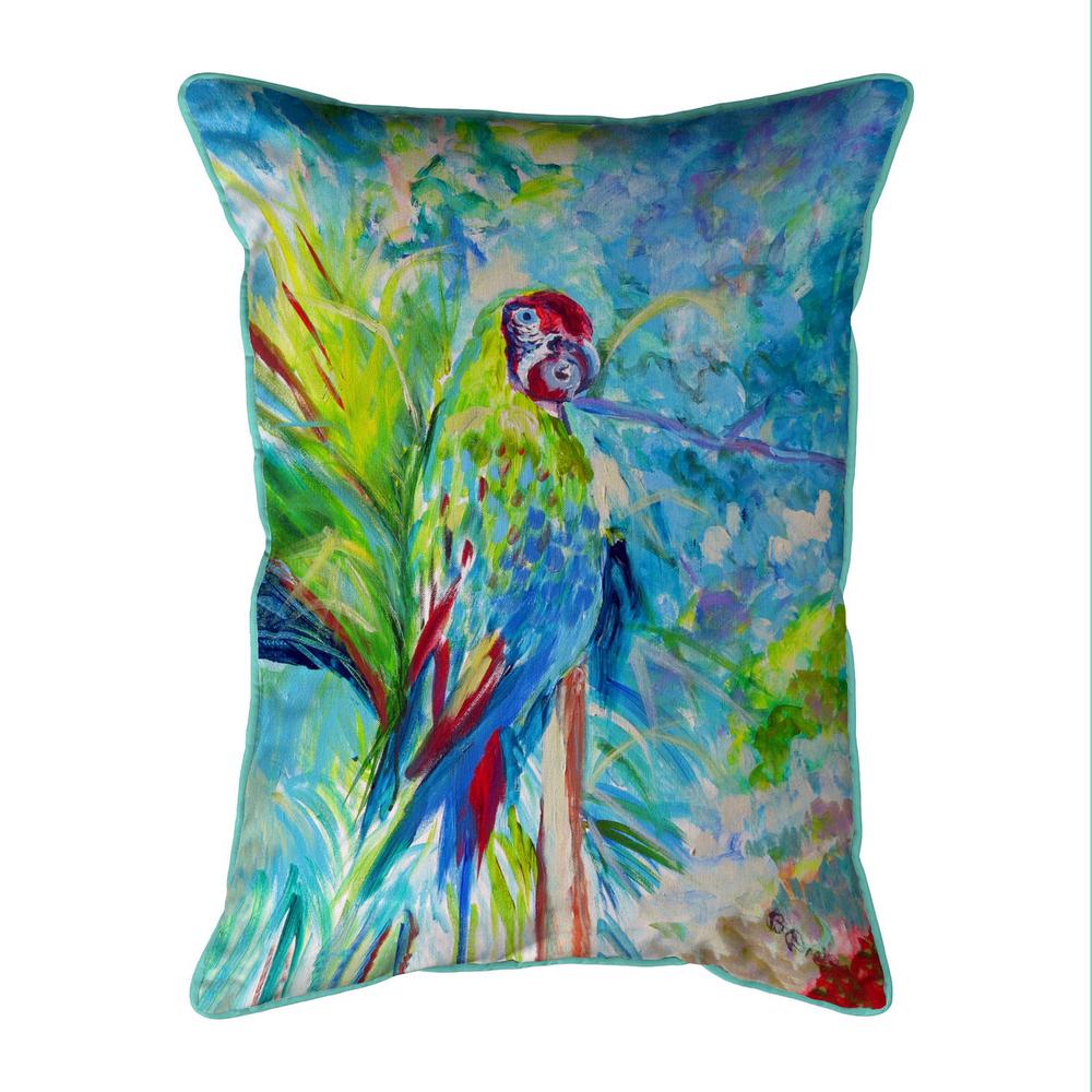 Green Parrot II Large Indoor/Outdoor Pillow 16x20. Picture 1