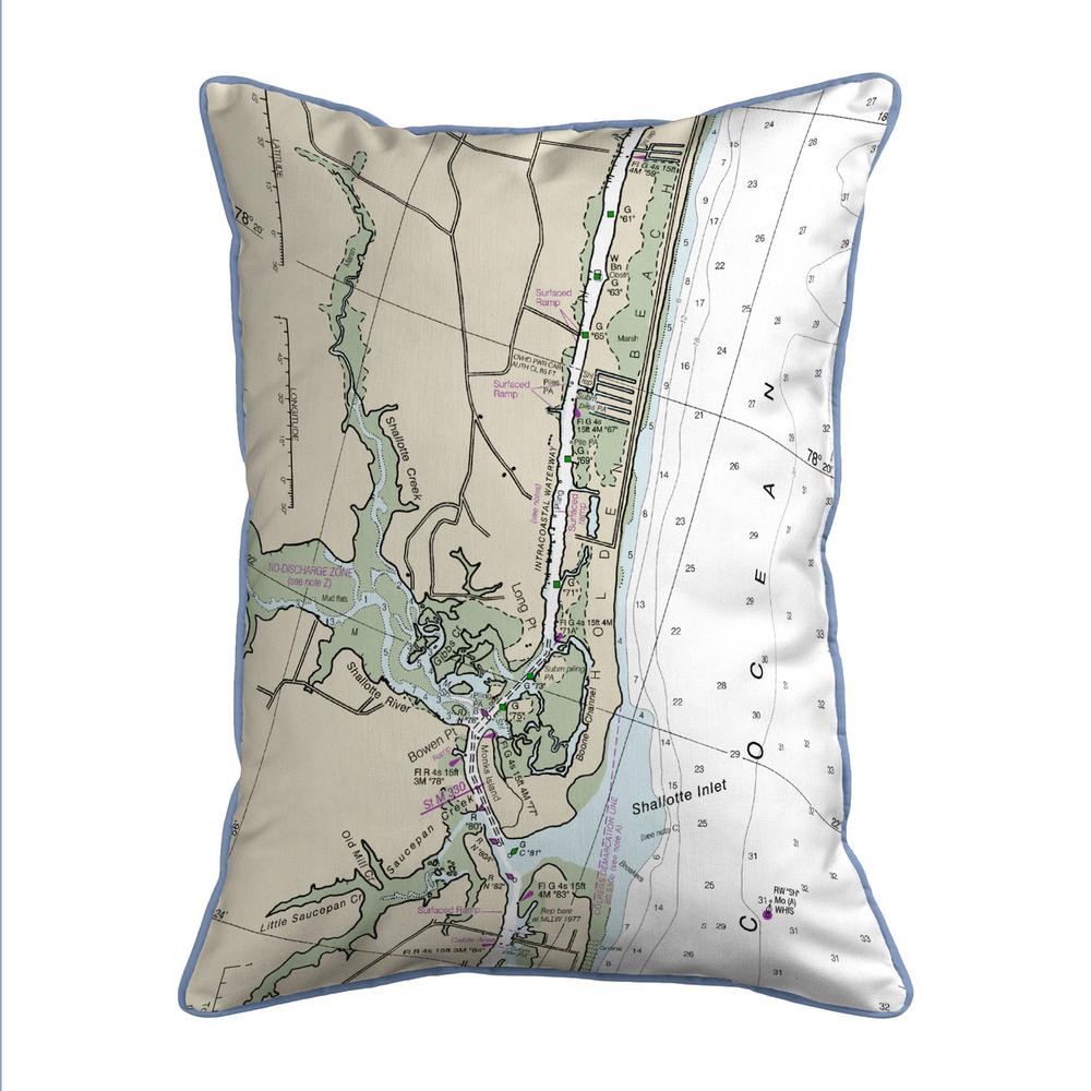 Holden Beach, NC Nautical Map Large Corded Indoor/Outdoor Pillow 16x20. Picture 1