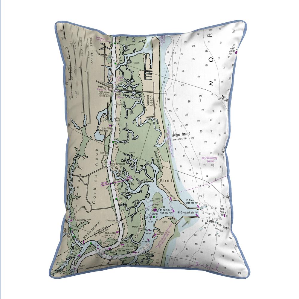 Sunset Beach, NC Nautical Map Large Corded Indoor/Outdoor Pillow 16x20. Picture 1