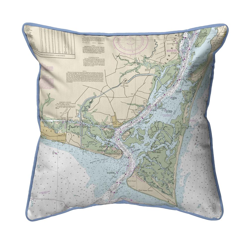 Cape Fear, NC Nautical Map Large Corded Indoor/Outdoor Pillow 18x18. Picture 1