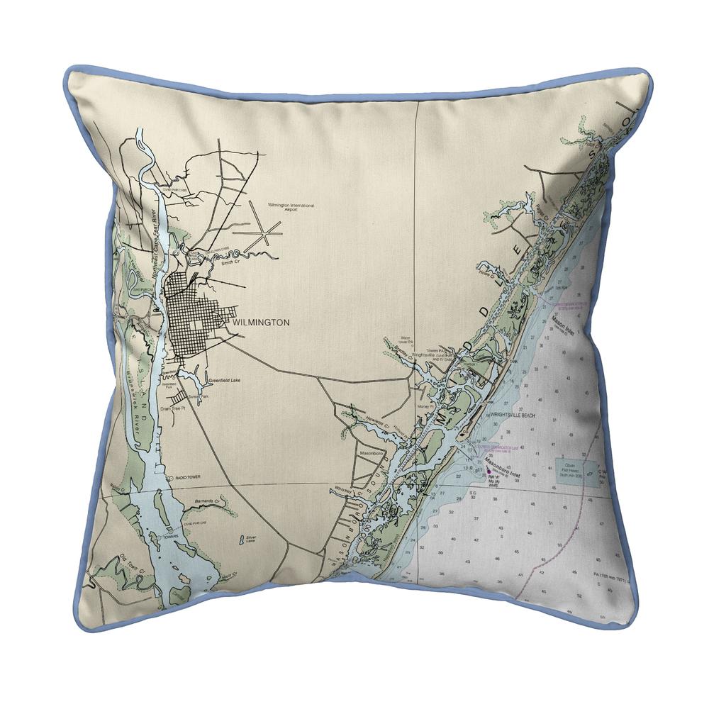 Wilmington - Wrightsville Beach, NC Nautical Map Large Corded Indoor/Outdoor Pillow 18x18. Picture 1