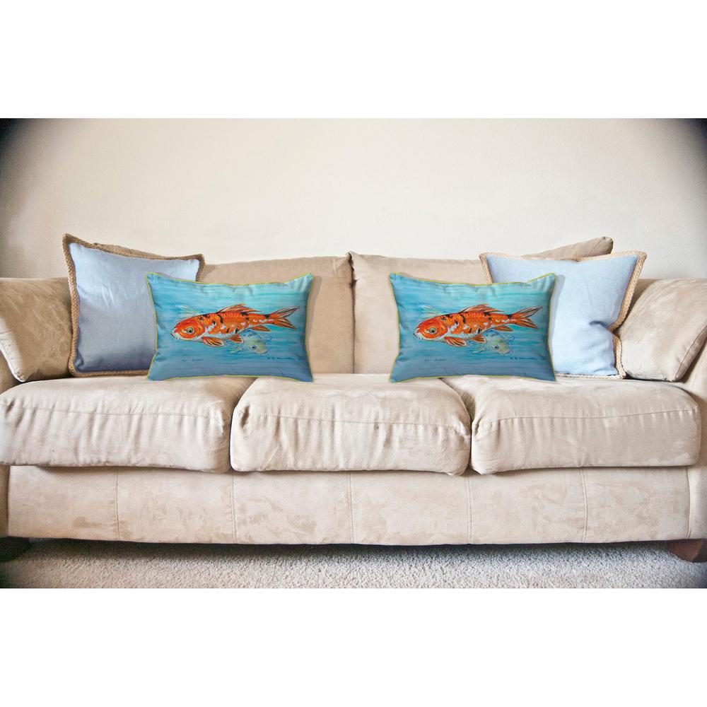 Koi Large Indoor/Outdoor Pillow 16x20. Picture 3